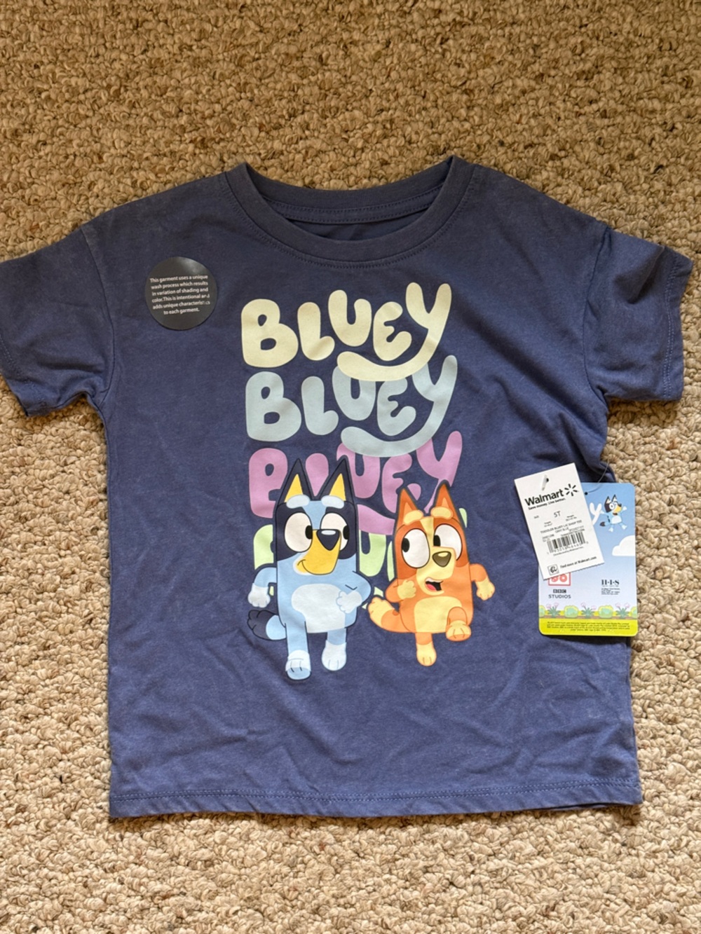 Bluey Short Sleeve Kids Tee - Navy Blue